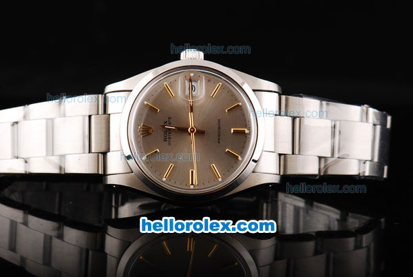 Rolex Milgauss Precision Automatic Movement Silver Case with Rose Gold Stick Markers-Brown Dial and SS Strap - Click Image to Close